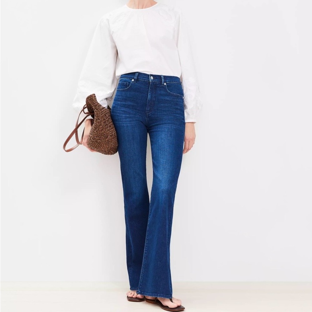 LOFT Dark Blue High-Rise Flare Jeans